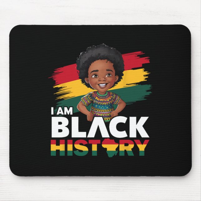 Ich bin Schwarzer Geschichte Afro-Junge Little Mel Mousepad (Vorne)