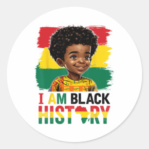 Ich bin Schwarzer Geschichte Afro-Junge Wenig Mela Runder Aufkleber