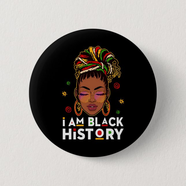 Ich bin Schwarzer Geschichtsmonat Afroamerikanisch Button (Vorderseite)