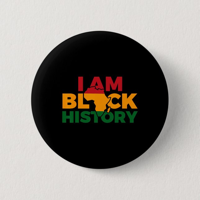 Ich bin Schwarzer Geschichtsmonat Afroamerikanisch Button (Vorderseite)