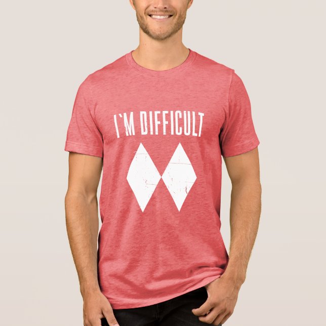 Ich bin schwer Skifahren Doppel Diamond Winterspor Tri-Blend Shirt (Vorderseite)