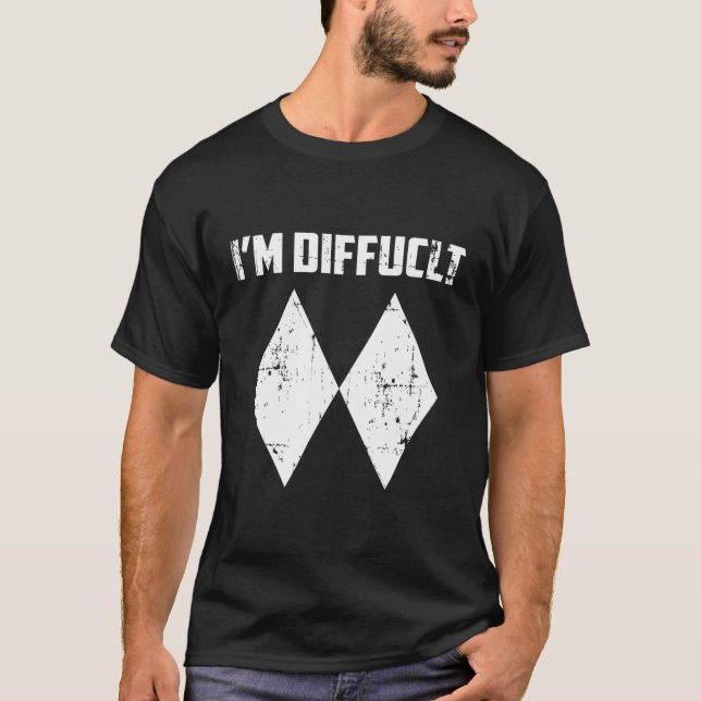 Ich bin schwierig, doppelt schwarze Diamanten Schn T-Shirt (Vorderseite)