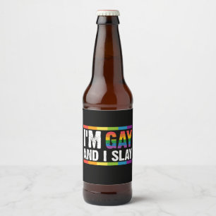 Ich bin schwul und ich rocke LGBTQ Gay Pride  Bierflaschenetikett