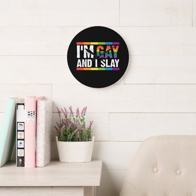 Ich bin schwul und sage LGBTQ-Gay Pride Große Wanduhr (Lesesaal)