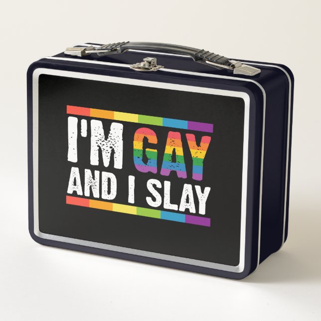 Ich bin schwul und sage LGBTQ-Gay Pride Metall Brotdose (Vorderseite)