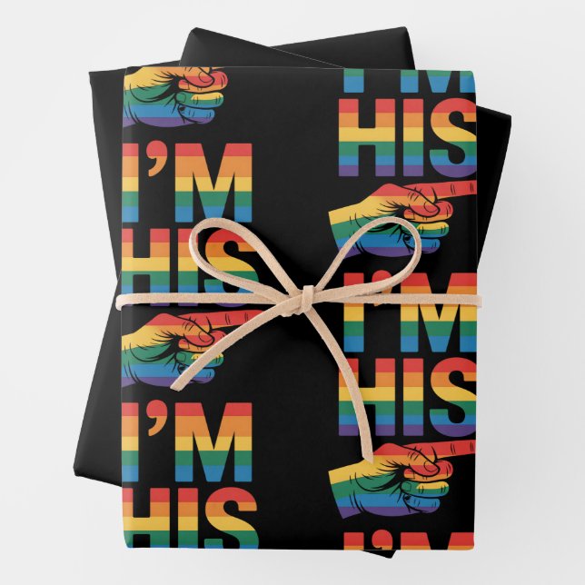 Ich bin sein Homosexuell-Matching LGBTQ Pride Geschenkpapier Set (Beispiel)