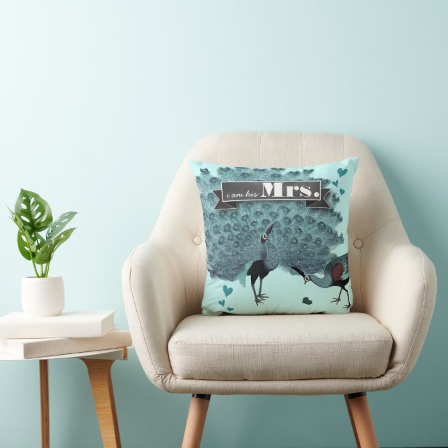 Ich bin seine Frau Peacock Pillow Kissen (Stuhl )
