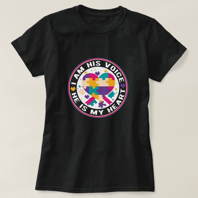 Ich bin seine Mama Autismus - Autismus-Bewusstsein T-Shirt (Design vorne)