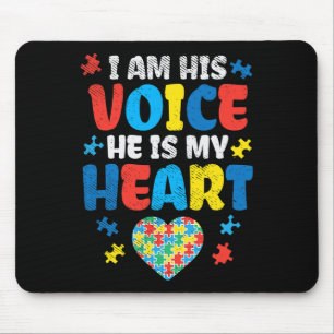 Ich bin seine Stimme, er ist mein Herz Autismus-Be Mousepad