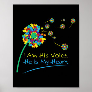 Ich bin seine Stimme, er ist mein Herz Autismus Be Poster