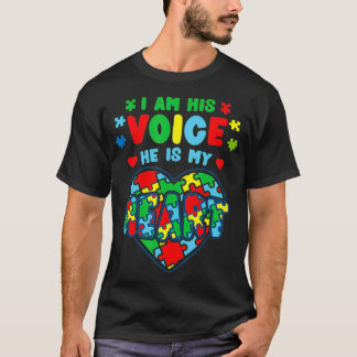 Ich bin seine Stimme, er ist mein Herz Autismus se T-Shirt