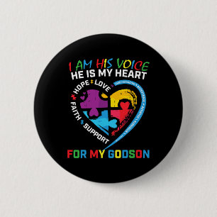 Ich bin seine Stimme Godson Autismus Bewusstsein G Button