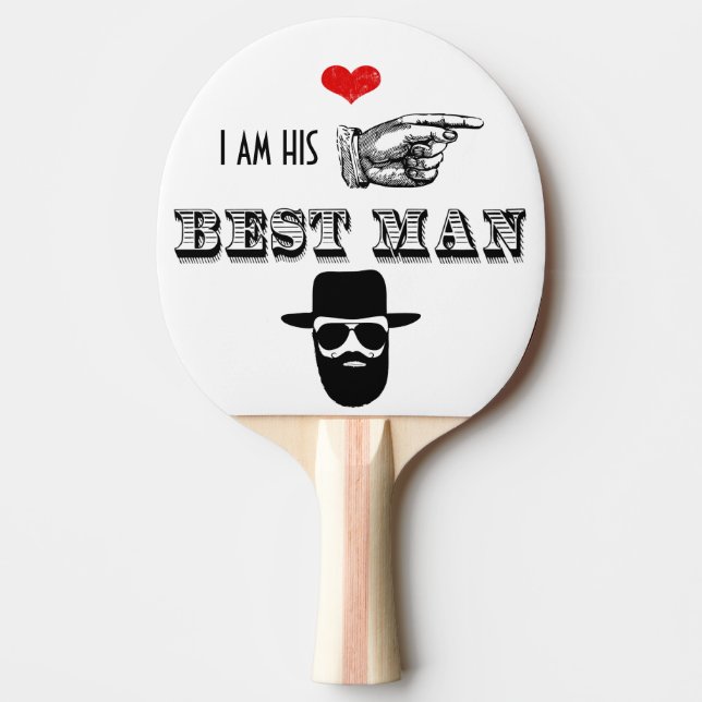 Ich bin SEINER Trauzeuge Hipster Mustache Beard Ha Tischtennis Schläger (Vorderseite)