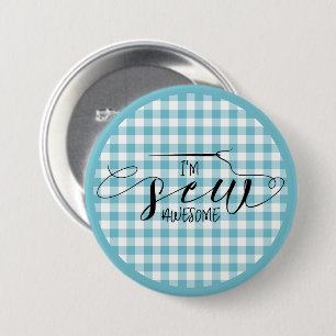 Ich bin Sew Phantastisch Blue Gingham Button