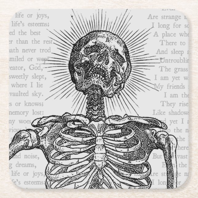 +[ ICH BIN SKELETON! ]+ RECHTECKIGER PAPPUNTERSETZER (Vorderseite)