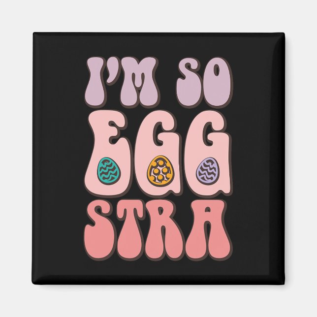 Ich bin so Egg-stra Niedliche Bunny Egg Hunt Retro Magnet (Vorne)