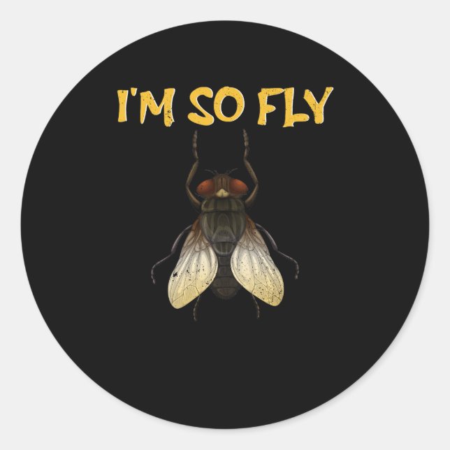 Ich bin so Fly Insect Bug Funny Novelty Science Bi Runder Aufkleber (Vorderseite)