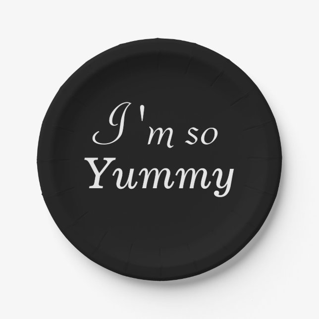 Ich bin so Yummy Paper Plate - schwarz Pappteller (Vorderseite)
