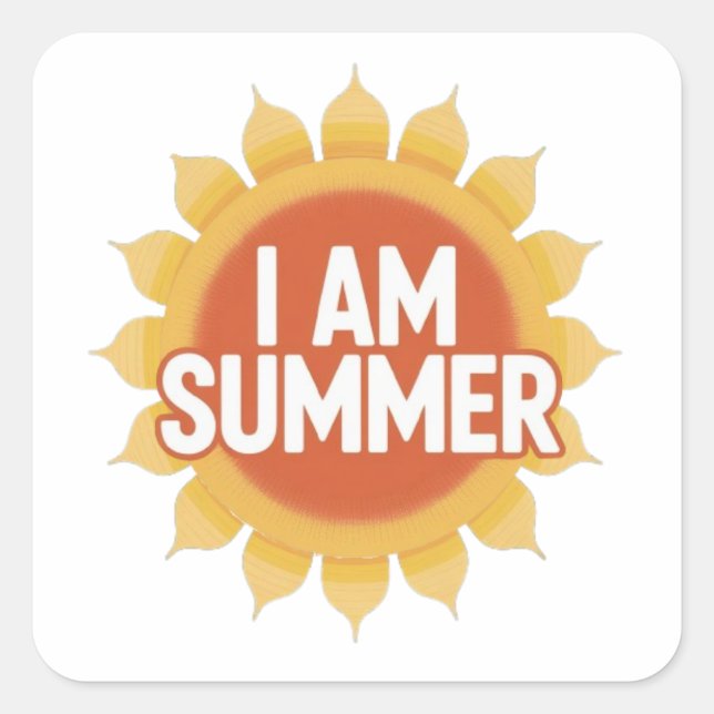 Ich bin Sommer Quadratischer Aufkleber (Vorderseite)