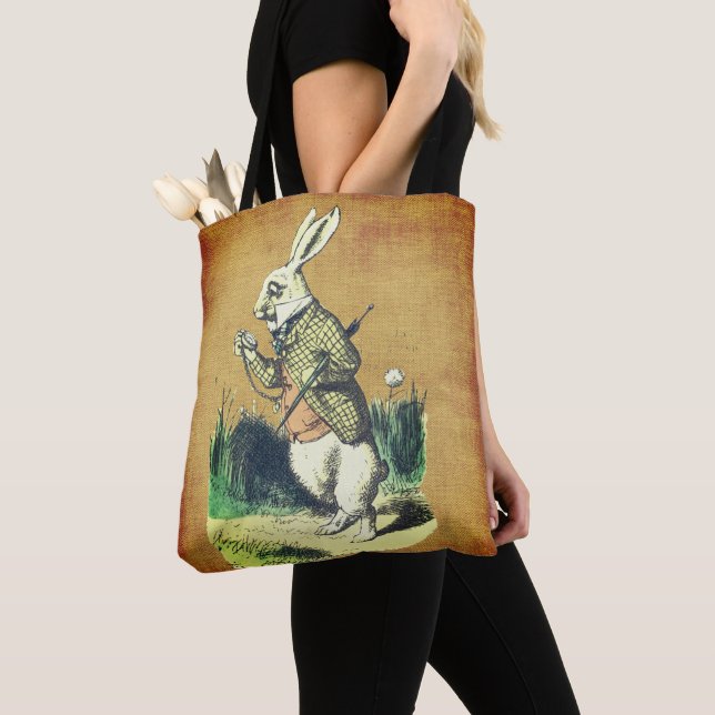 Ich bin spät! Alice im Wunderland-Weiß-Kaninchen Tasche (Von Nahem)