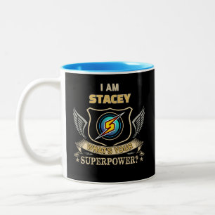 Ich bin STACEY, was ist dein Superheldenstück Zweifarbige Tasse