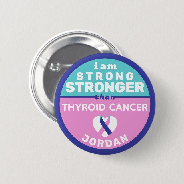 Ich bin stärker als Schilddrüsenkrebs Button (Vorne & Hinten)