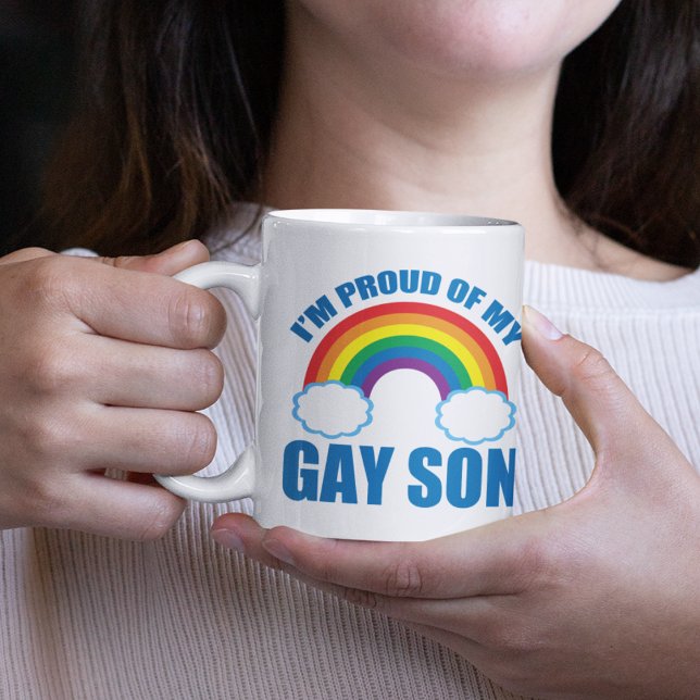 Ich bin stolz auf meinen Gay Son LGBTQ Mama Vater  Kaffeetasse (Von Creator hochgeladen)