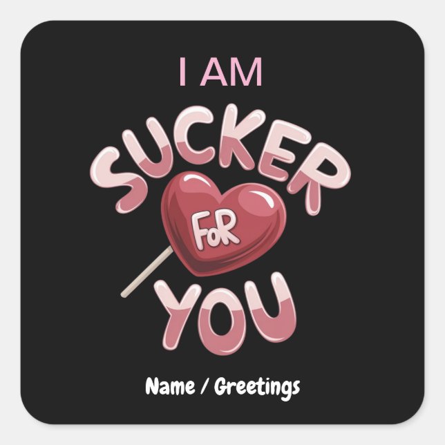 Ich bin sucker für dich, Groovy Valentins Matching Quadratischer Aufkleber (Vorderseite)