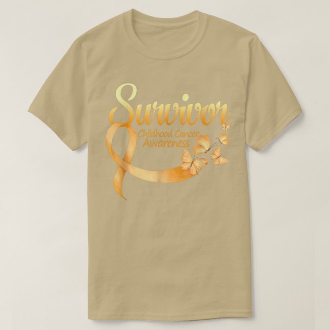 Ich bin Survivor Butterfly Childhood Cancer Awaren T-Shirt (Design vorne)
