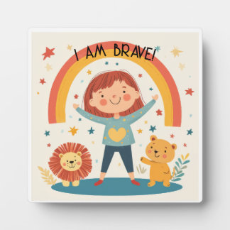Ich bin tapfer - Kinder Affirmation Tabletop Plaqu Fotoplatte