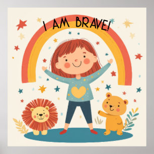 Ich bin tapfer - Kinder-Affirmations-Poster Poster