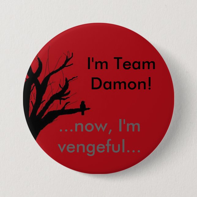 Ich bin Team Damon rachsüchtige Krähe Button (Vorderseite)
