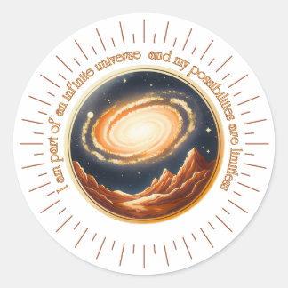 Ich bin Teil eines unendlichen Universums Runder Aufkleber