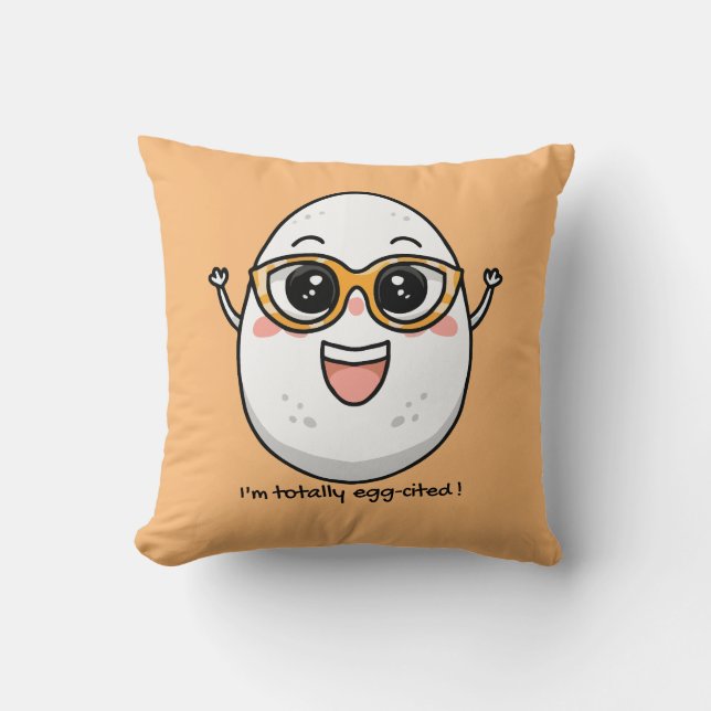 Ich bin total eig zitiert fröhliches Ei mit Brille Kissen (Vorderseite)