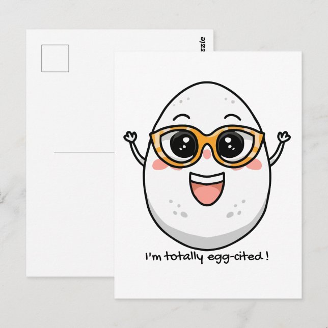 Ich bin total eig zitiert fröhliches Ei mit Brille Postkarte (Vorne/Hinten)