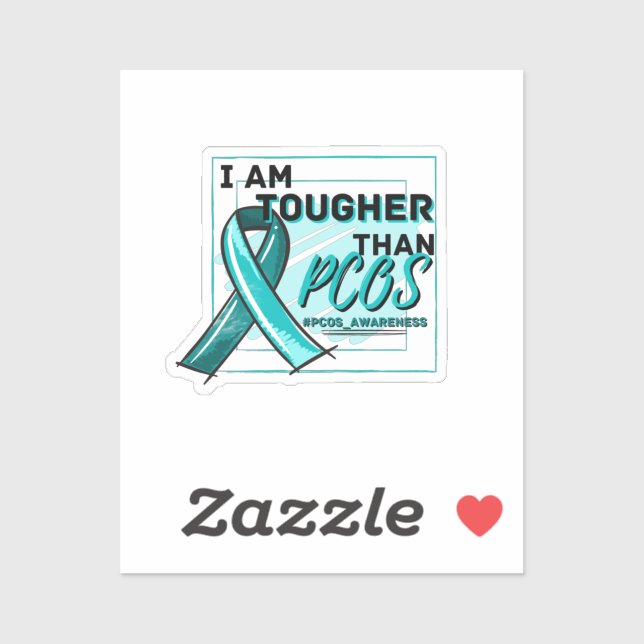ICH BIN TOUGHER ALS PCOS PCOS AWARENESS Aquamarin  Aufkleber (Blatt)