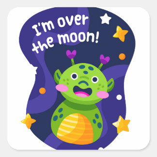 Ich bin über dem Mond Quadratischer Aufkleber