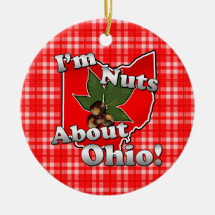Ich bin über Ohio, lustige rote Rosskastanien-Nus Keramikornament