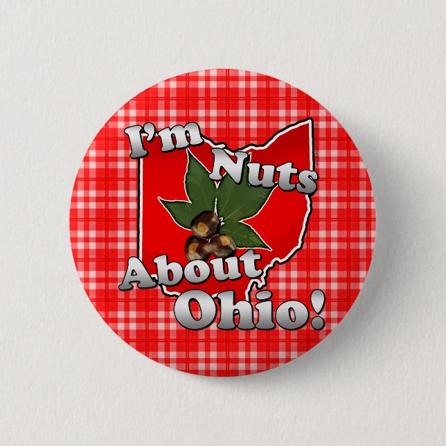 Ich bin über Ohio, lustige rote Rosskastanien-Nuss Button (Vorderseite)