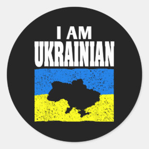 Ich bin Ukrainer Stehe mit der Ukraine Unterstützu Runder Aufkleber