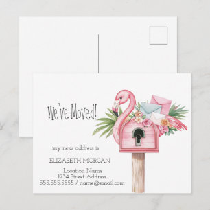 Ich bin umgezogen, Briefkasten Flamingo Neue Adres Ankündigungspostkarte