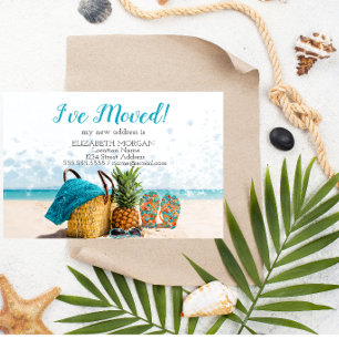 Ich bin umgezogen,Strand,Ananas,Neue Adresse Ankündigungspostkarte