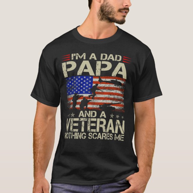 Ich bin Vater, Papa und Veteran T-Shirt (Vorderseite)