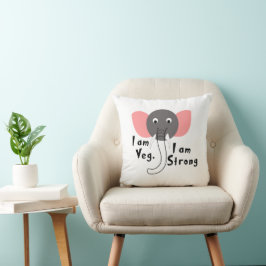 Ich bin Veg I bin Strong Baby Elephant Kissen