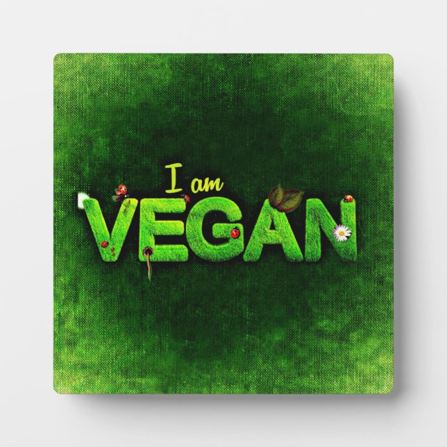 Ich bin Vegan mit einer grasbewachsenen Naturstruk Fotoplatte (Vorderseite)