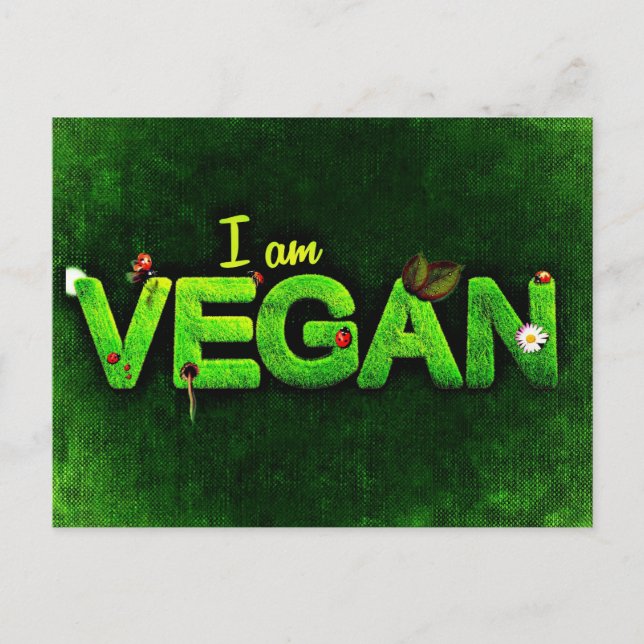 Ich bin Vegan mit einer grasbewachsenen Naturstruk Postkarte (Vorderseite)