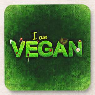 Ich bin Vegan mit einer grasbewachsenen Naturstruk Untersetzer