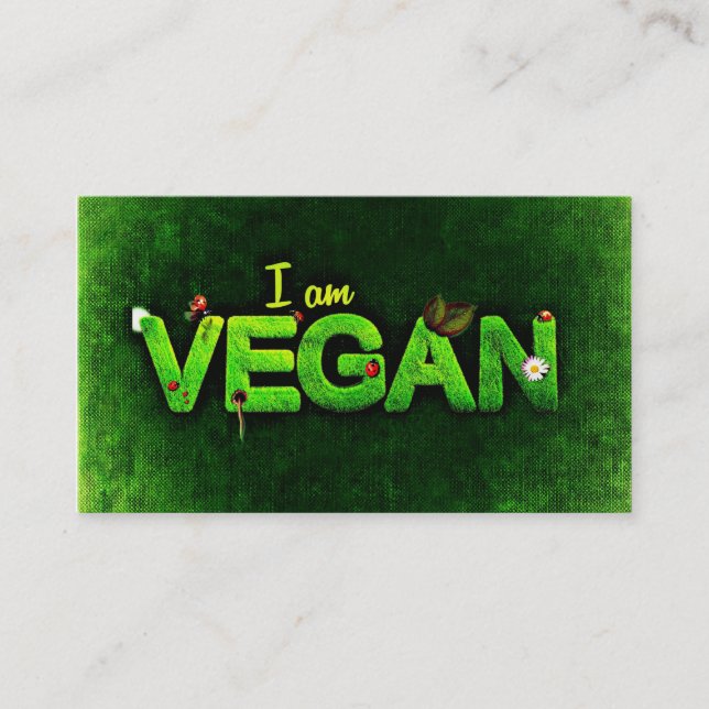 Ich bin Vegan mit einer grasbewachsenen Naturstruk Visitenkarte (Vorderseite)