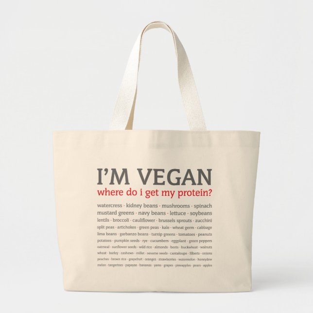 Ich bin vegan: Woher erhalte ich mein Protein? Jumbo Stoffbeutel (Vorne)