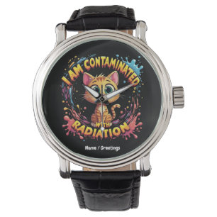 Ich bin verunreinigt mit Strahlung japanischen Cat Armbanduhr
